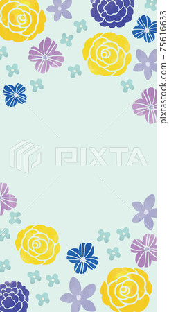 水彩風格的觸摸花框淺藍色 75616633