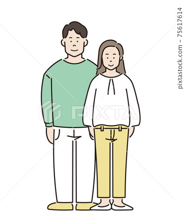 Couple partner whole body couple standing pose 75617614