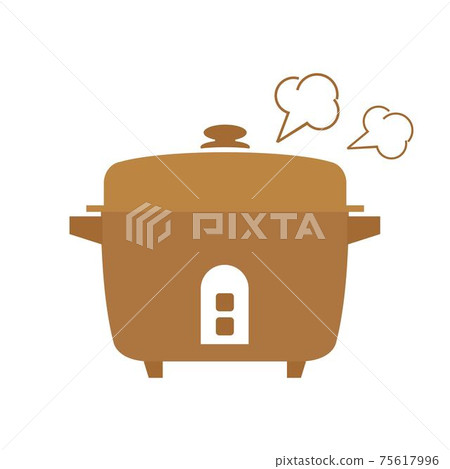 冒著熱氣的電鍋煮米飯 75617996