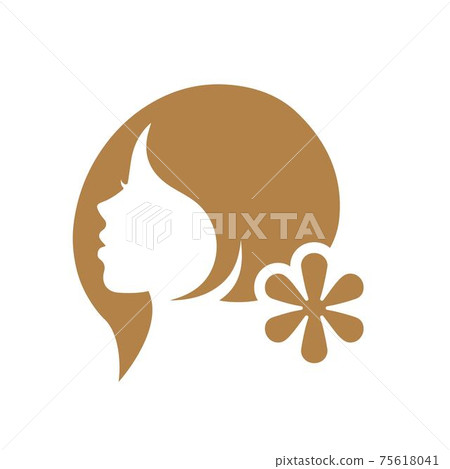 Icon illustration of beautiful woman's profile face with flowers 75618041