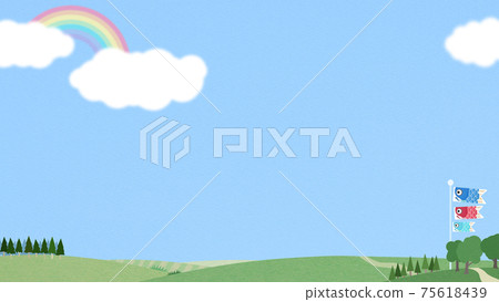 Blue sky and carp streamer background material-There are multiple variations 75618439