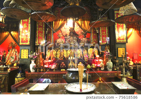 The Tianhou Mausoleum dedicated to the god of the sea in Sham Shui Po, Kowloon Peninsula, Hong Kong. The Tianhou Mausoleum dedicated to the god of the sea in Sham Shui Po, Kowloon Peninsula, Hong Kong. 75618586