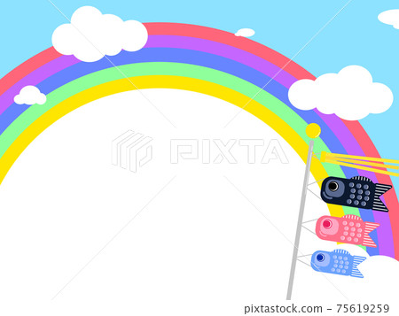 Children's Day_Blue Sky and Carp Streamer_Rainbow_Tango no Sekku_Variations Available 75619259