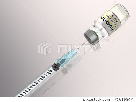 COVID-19新型冠狀病毒疫苗和6次攝取注射器（3DCG圖像） 75619847