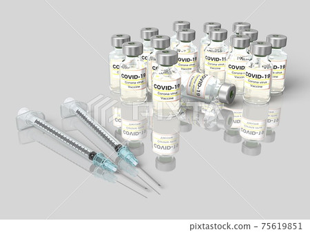 COVID-19新冠狀病毒疫苗5次6次注射器（3DCG圖像） 75619851