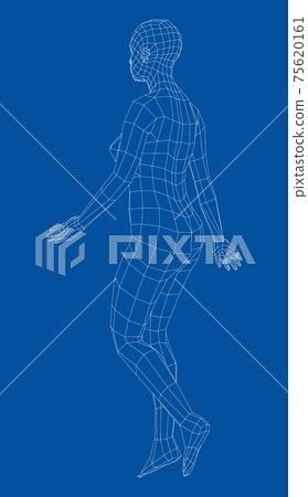 Wireframe walking woman. Vector Wireframe walking woman. Vector 75620161