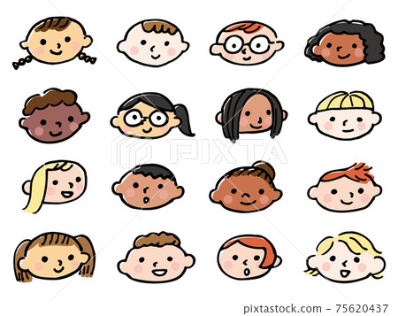 Hand-painted cute multinational children Hand-painted cute multinational children 75620437