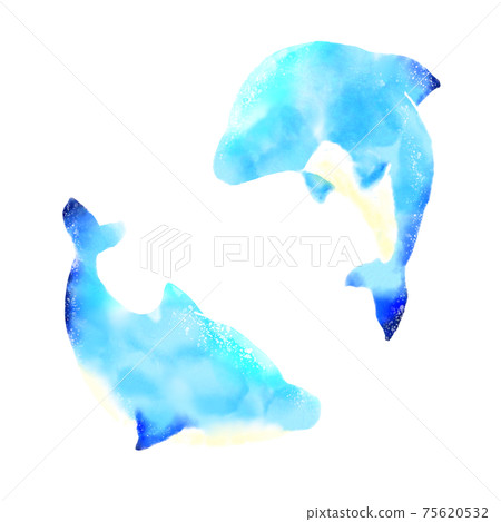 Watercolor painting of two dolphins 75620532