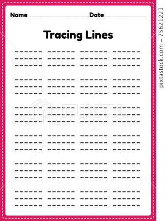 Tracing lines worksheet for kindergarten and preschool kids for educational activities in a printable illustration 75621221