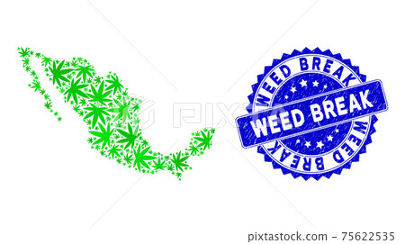 Distress Weed Break Stamp Seal and Mexican Map Green Collage of Mexican Marijuana Items Distress Weed Break Stamp Seal and Mexican Map Green Collage of Mexican Marijuana Items 75622535