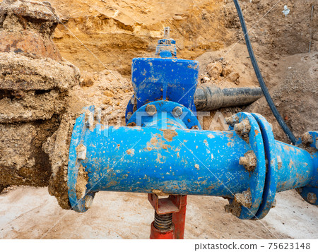 Tubes and valves. Long water line downhill from water storage tank Tubes and valves. Long water line downhill from water storage tank 75623148