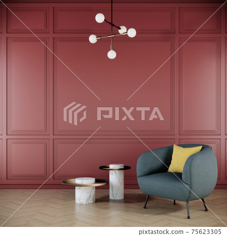 red wall with chair in modern interior background, living room, 3D render illustration red wall with chair in modern interior background, living room, 3D render illustration 75623305