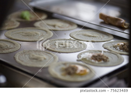Thai dessert (KThai dessert (Khanom Tokyo), Pancake roll stuffed with minced porkhanom Tokyo), Pancake roll stuffed with minced pork Thai dessert (KThai dessert (Khanom Tokyo), Pancake roll stuffed with minced porkhanom Tokyo), Pancake roll stuffed with minced pork 75623489