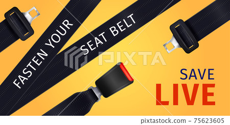 Realistic Seat Belt Advertising Poster Realistic Seat Belt Advertising Poster 75623605