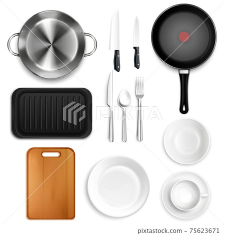 Realistic Kitchen Utensils Set 75623671