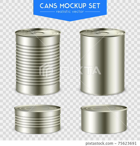 Realistic Cylindrical Cans Mockup Set 75623691