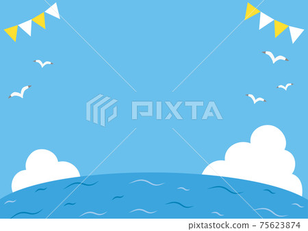 海和藍天背景A3側-插圖素材[75623874] - PIXTA圖庫