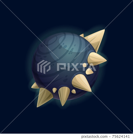 Cartoon planet with thorns isolated alien world 75624141