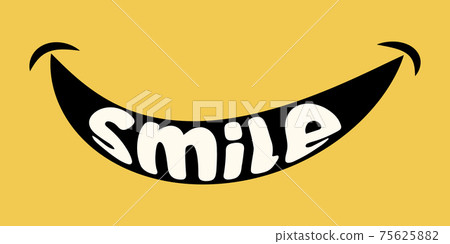 Smile logo icon on yellow background, vector happy smile, positive emotion on face 75625882