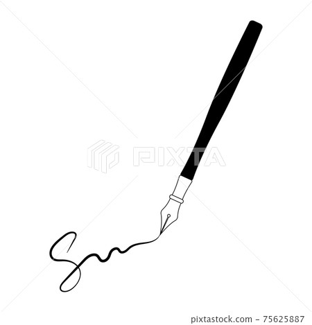 signature with fountain pen verification sign, vector contract signature ink pen, transaction signature with fountain pen verification sign, vector contract signature ink pen, transaction 75625887