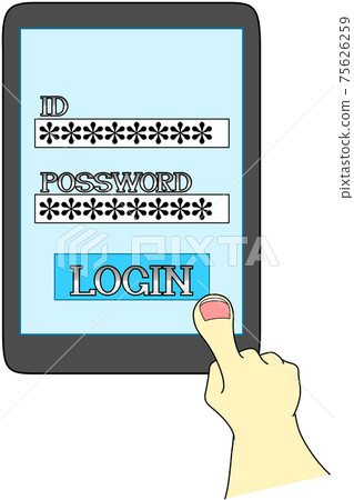 Smartphone, login screen and finger Smartphone, login screen and finger 75626259