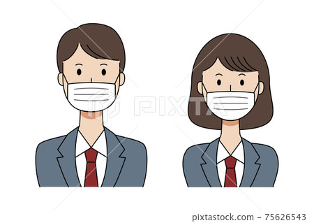 Vector illustration of men and women in school uniform with mask 75626543