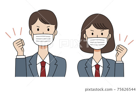 Vector illustration of men and women in school uniform with mask 75626544