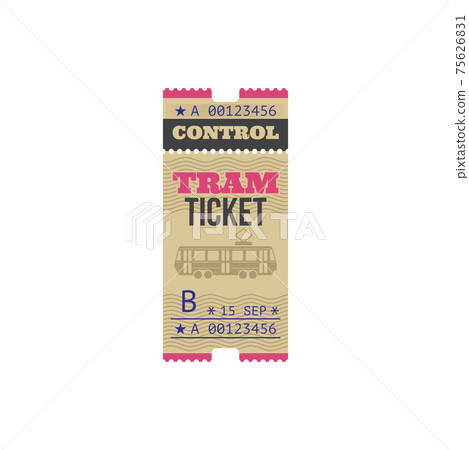 Transport tram ticket with control cutting line Transport tram ticket with control cutting line 75626831
