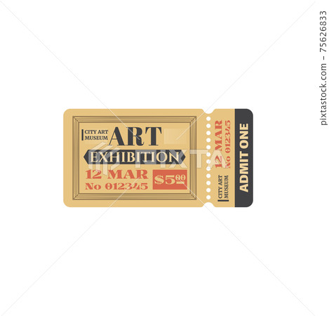 Art museum ticket on exhibition voucher paper card Art museum ticket on exhibition voucher paper card 75626833