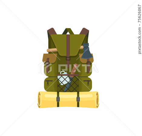Rucksack or backpack with hiking camping tools Rucksack or backpack with hiking camping tools 75626867