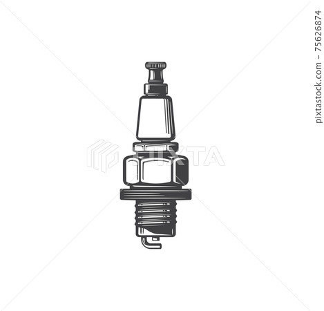 Sparking plug engine spare part isolated icon Sparking plug engine spare part isolated icon 75626874