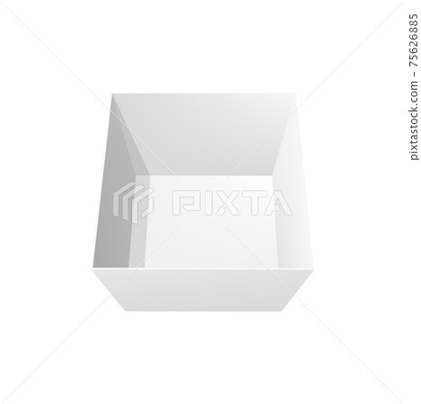 Open box, 3d vector mockup top view, package. Open box, 3d vector mockup top view, package. 75626885