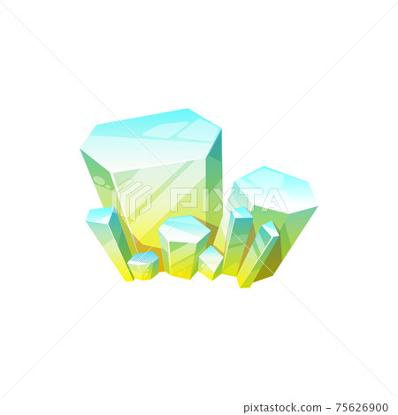 Blue to yellow mineral gem stone crystal isolated 75626900