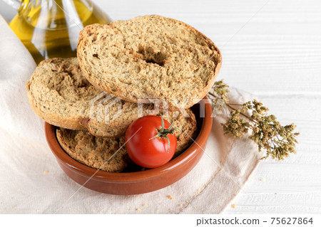 Classical apulian friselle made in Puglia, Salento by wholegrain weat Classical apulian friselle made in Puglia, Salento by wholegrain weat 75627864