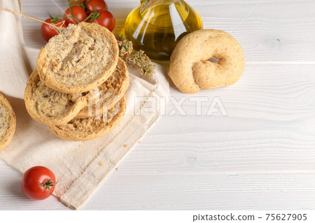 Classical apulian friselle made in Puglia, Salento by wholegrain weat 75627905