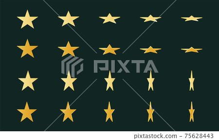 Gold 3d rotating star shape symbols, sign 75628443