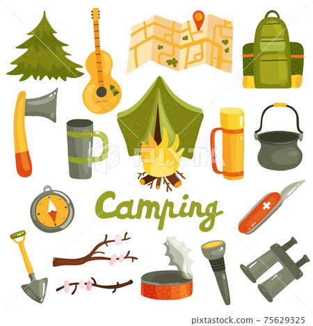 Camping Tourism Equipment Set - Stock Illustration [75629325] - PIXTA