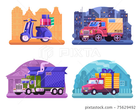 Car Delivery Service Scene in Flat Design Car Delivery Service Scene in Flat Design 75629492