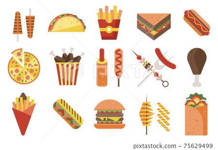 Fast Food and Junk Food Icons Set 75629499