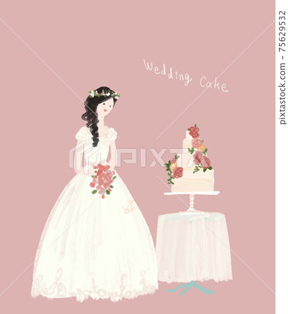 Bride in a wedding cake and wedding dress (with text) Bride in a wedding cake and wedding dress (with text) 75629532