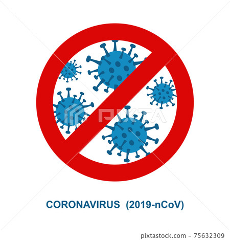 Wuhan novel respiratory coronavirus  2019-nCoV and red stop Cov  sign. 75632309