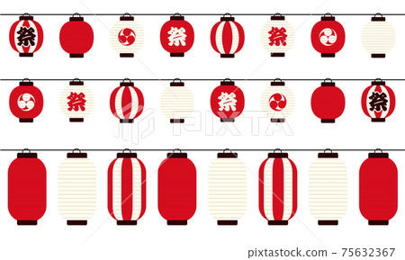 夏季節日燈籠排成一列的矢量圖 75632367