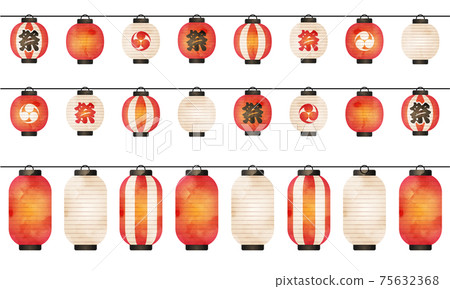 夏季節日燈籠排隊的水彩風格矢量圖 夏季節日燈籠排隊的水彩風格矢量圖 75632368