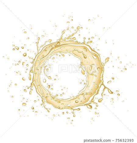 Beer or apple juice splash isolated on white background. 75632393