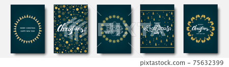 Christmas card with xmas elements and decorations. 75632399