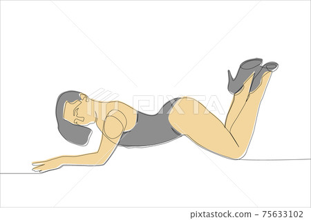 Minimalism one line drawing of a woman. Minimalism one line drawing of a woman. 75633102