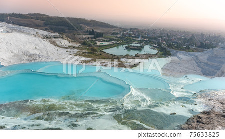 Pamukkale, natural pool with blue water, Turkey Pamukkale, natural pool with blue water, Turkey 75633825