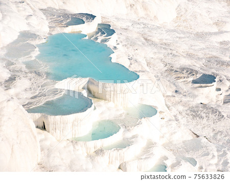 Pamukkale, natural pool with blue water, Turkey 75633826