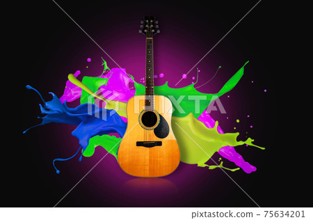 Guitar wood water splash refreshing multicolored waterproof background light abstract musical instrument idea bright sound music clipingpart photo Guitar wood water splash refreshing multicolored waterproof background light abstract musical instrument idea bright sound music clipingpart photo 75634201