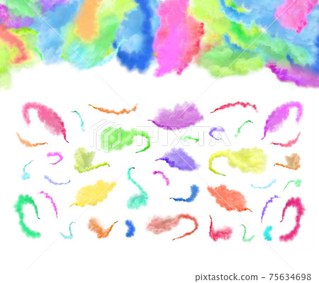 Explosion of colored smoke grenade set isolated on white. Colorful smoke bomb isolated. Explosion of colored smoke grenade set isolated on white. Colorful smoke bomb isolated. 75634698